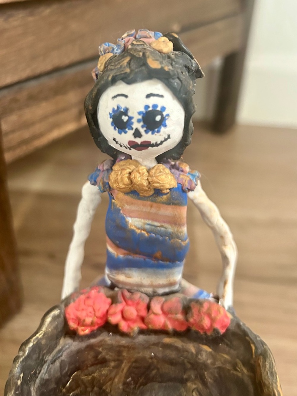 CATRINA Day of the Dead Mexican Folk Art Handmade Clay Figure 7” Tucson, Arizona - Picture 10 of 12